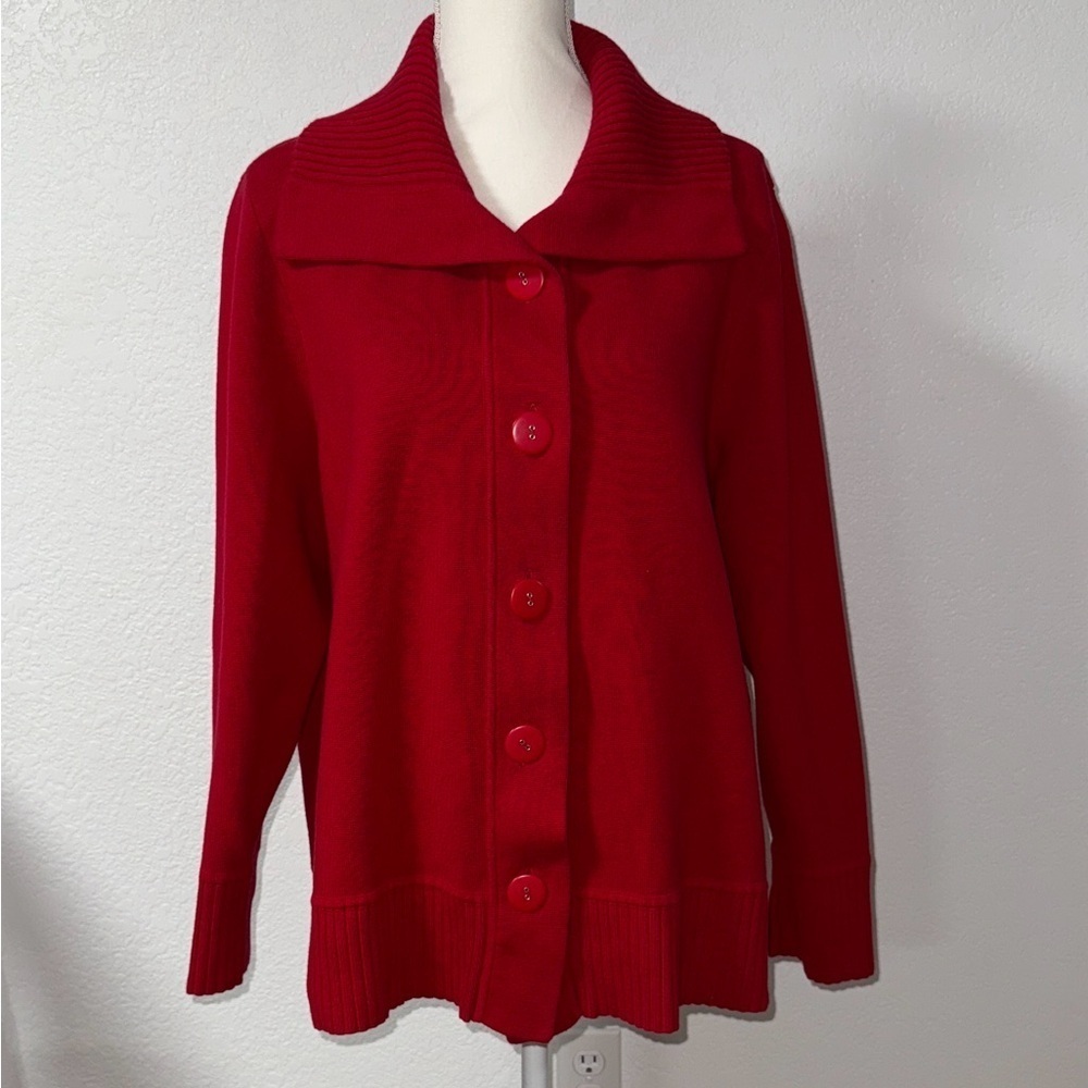 ALLISON DALEY Vibrant Red Cardigan XL